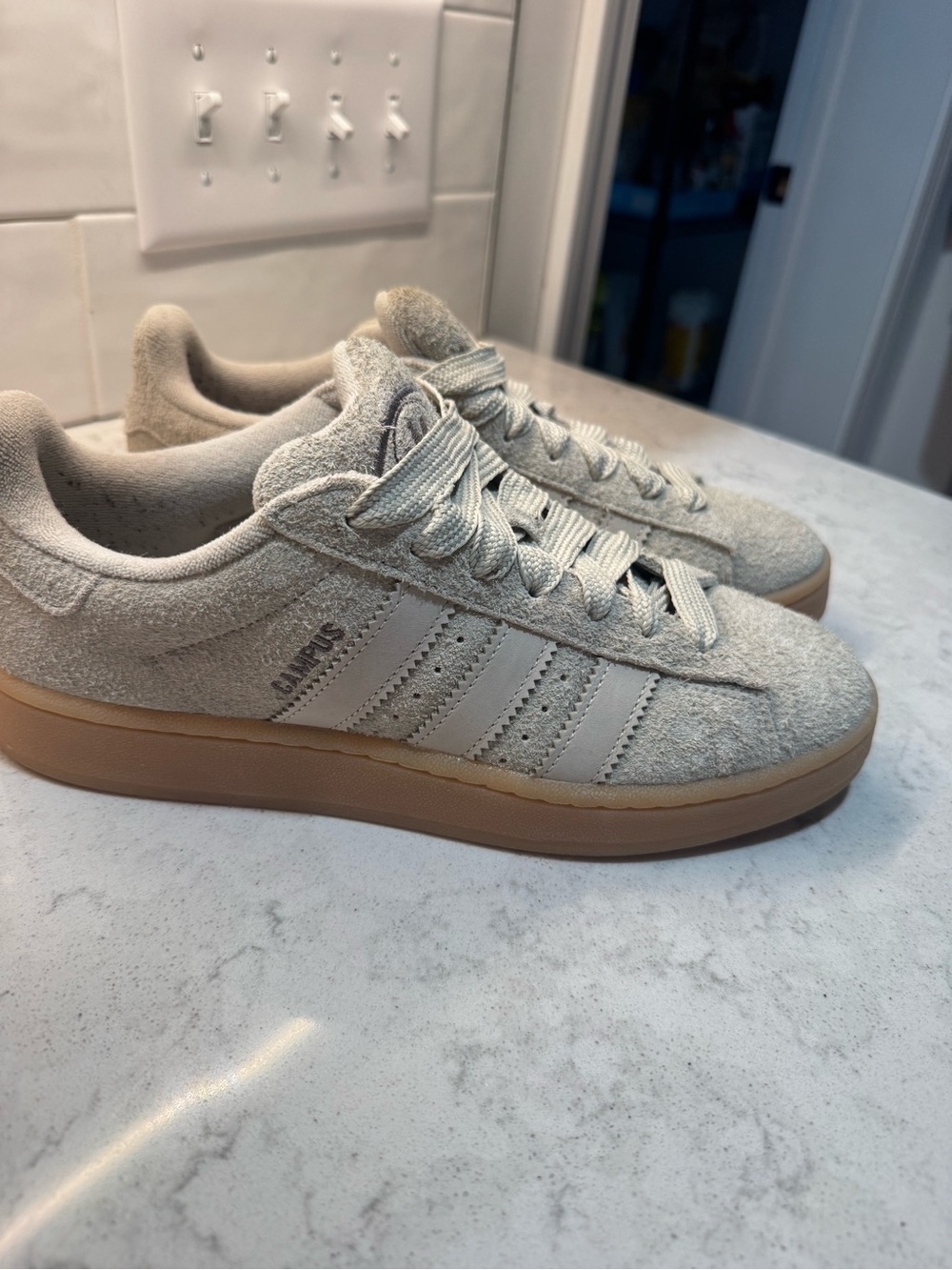 adidas Campus Suede Sneakers in Beige with Gum Sole